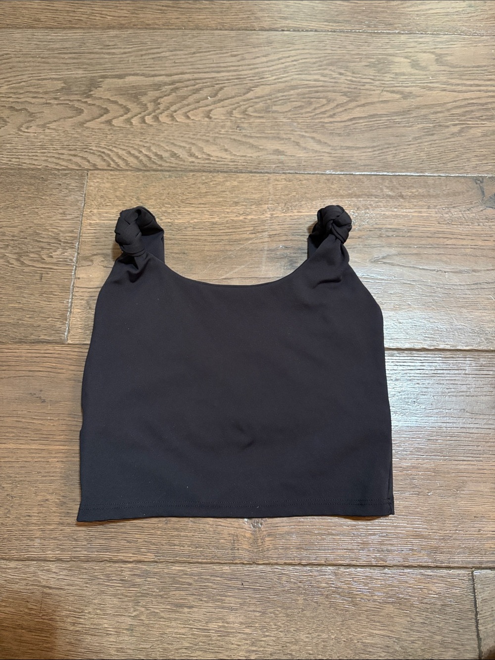 FIVE Black Knot-Strap Cropped Tight Tank Top